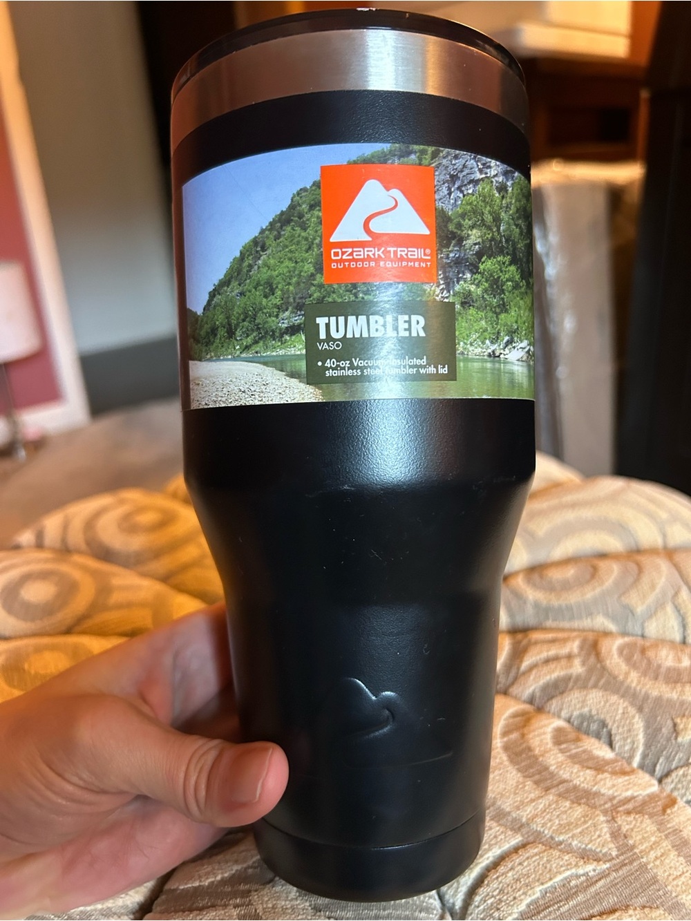 Ozark Trail Black Stainless Steel Travel Tumbler with Logo